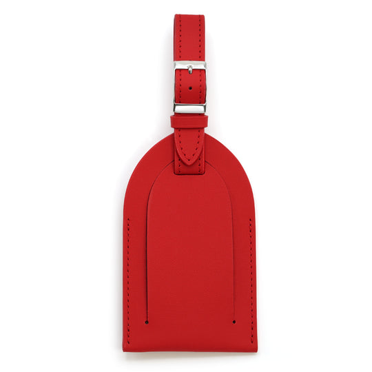 Bright Red Leather Luggage Tag