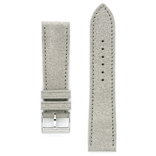Nubuk Leather Watch Strap , Antique Grey  Himalaya, Medium Length