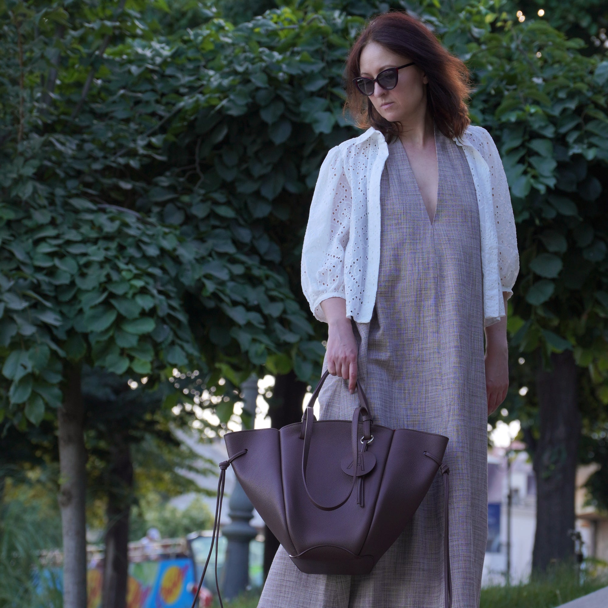 Maxi Voulez-Vous Bag, Textured Leather, Cinnamon