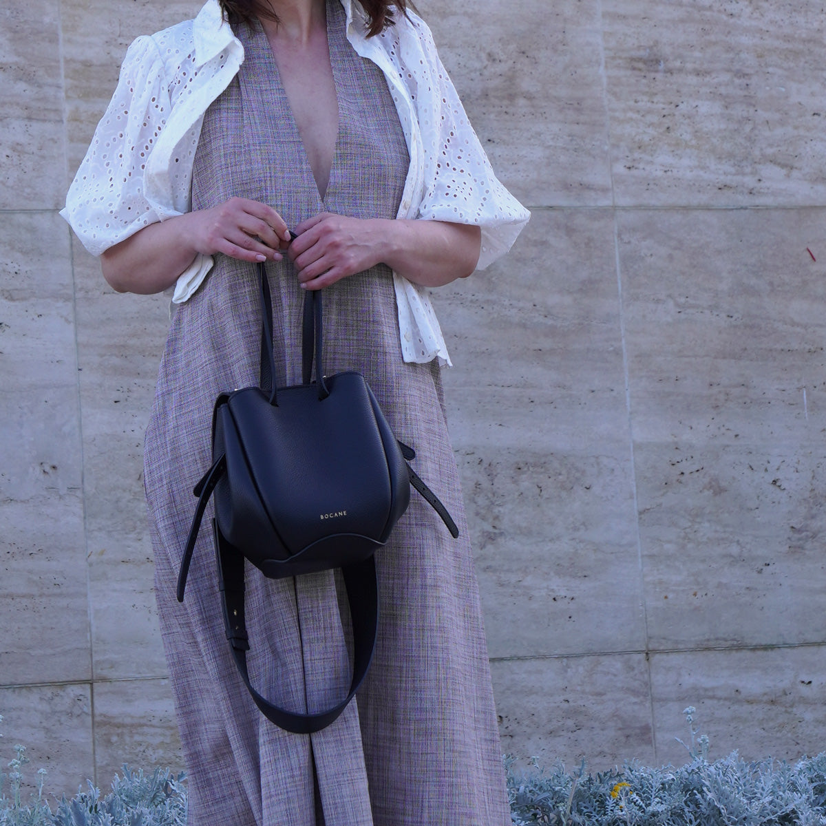 Mini Petal Bag, Suede, Burgundy-Purple