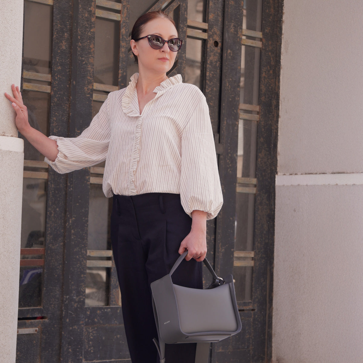 Toujours Bag, Textured Leather, Black