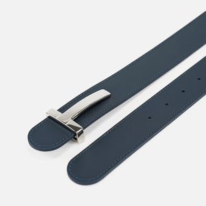 Navy Blue Leather Belt, Iconic Collection