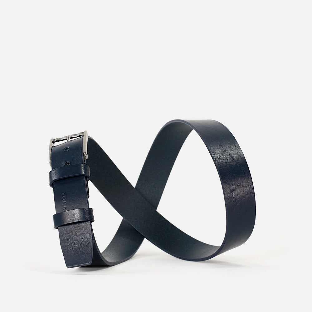 Leather Belt, Jeans Collection, Full Grain Navy Blue