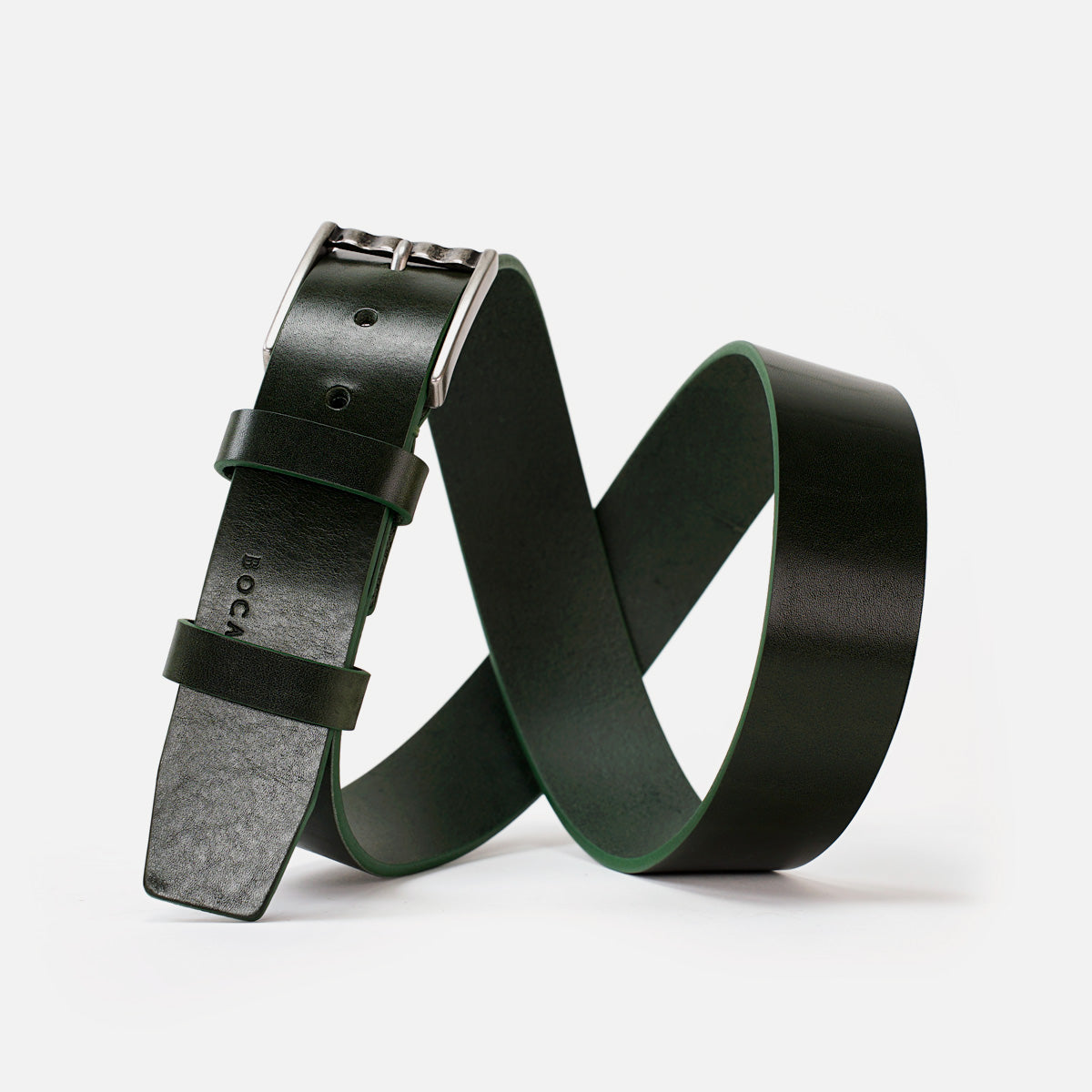 Italian Leather Belt, Jeans Collection, Dark Green 