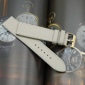 Leather Watch Strap, Crocodile Print, Brown Matte