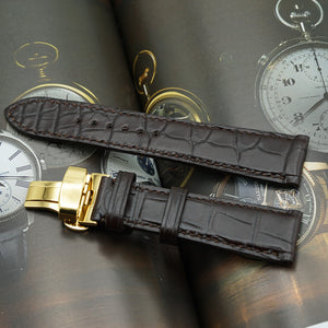 MADE-TO-ORDER Alligator Leather Watch Strap, Black with Rectangular Scales, Medium Length