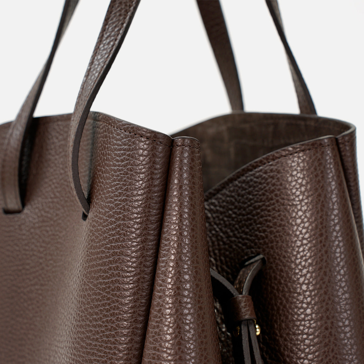 Petal Bag, Textured Leather, Brown