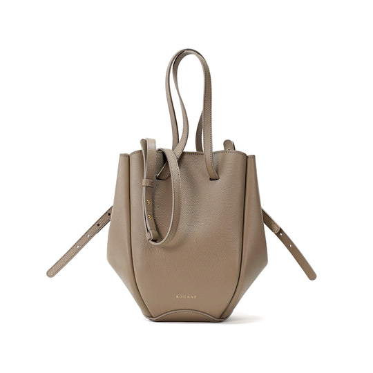 Pétale Bag, Textured Leather, Greige Color, with Extras