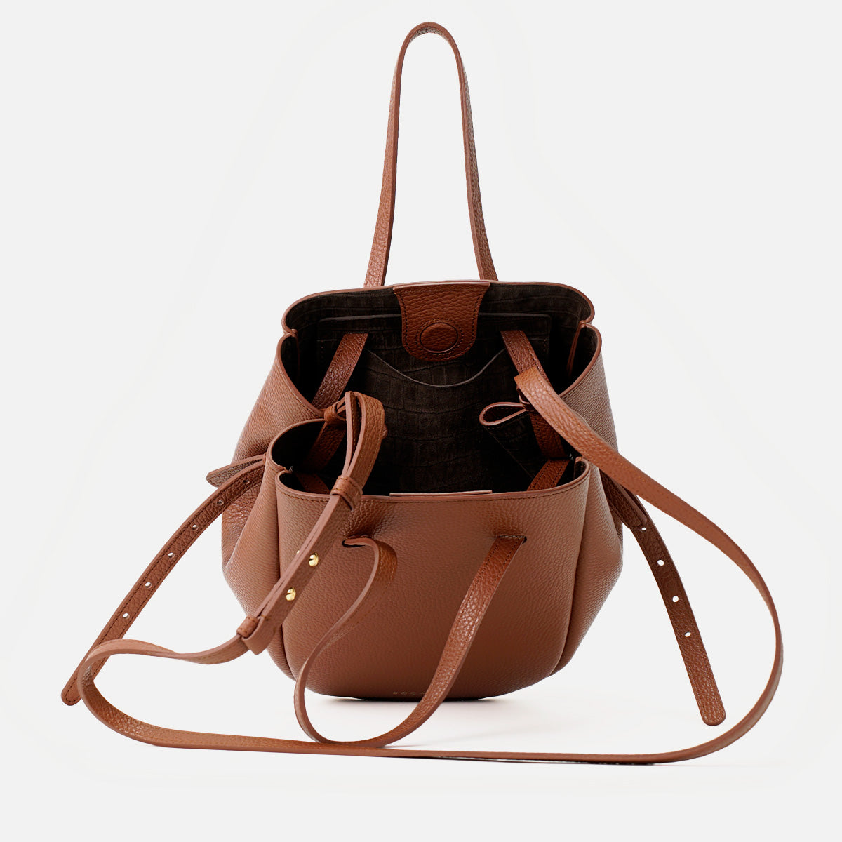 Pétale Bag, Textured Leather, Cinnamon Color, with Extras