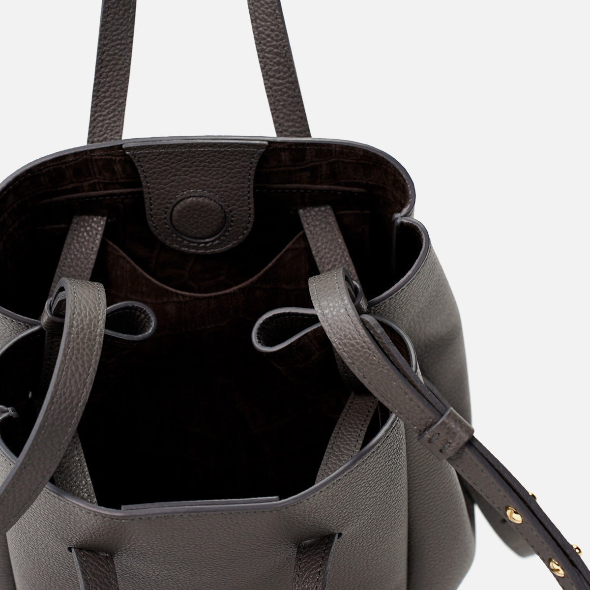 Pétale Bag, Textured Leather, Ash Grey Color, with Extras