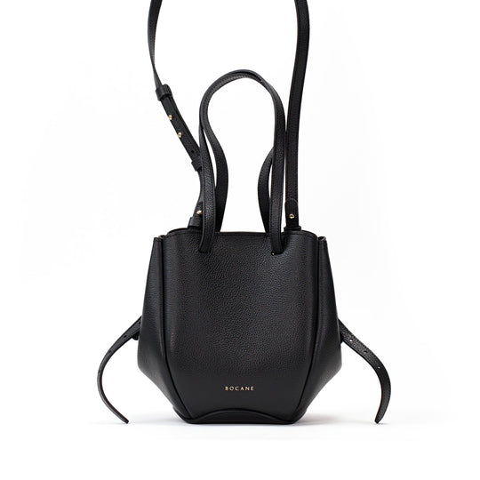 Mini Pétale Bag, Textured Leather, Black, with Extras