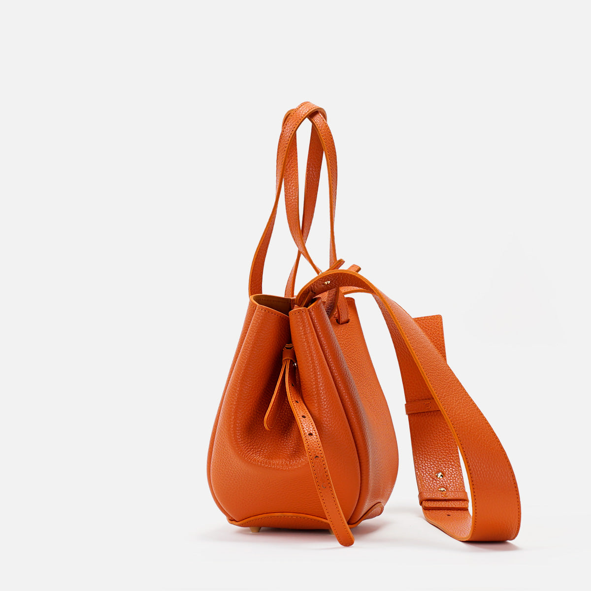 Mini Pétale Bag, Textured Leather, Orange Color, with Extras