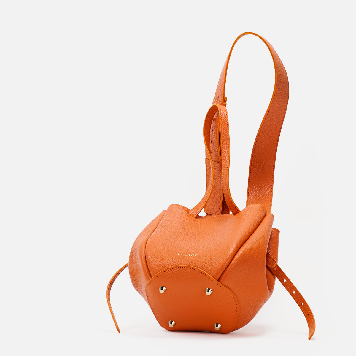 Mini Pétale Bag, Textured Leather, Orange Color, with Extras