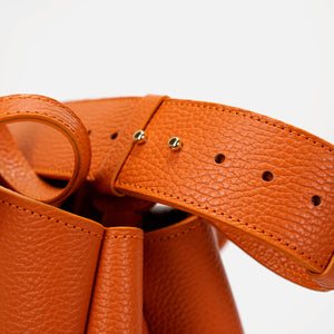 Mini Pétale Bag, Textured Leather, Orange Color, with Extras