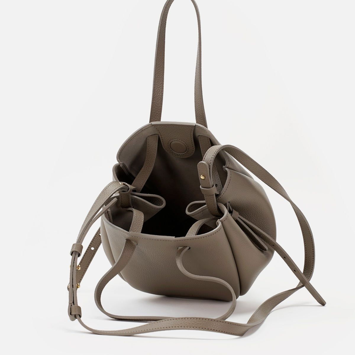 Mini Pétale Bag, Textured Leather, Greige, with Extras