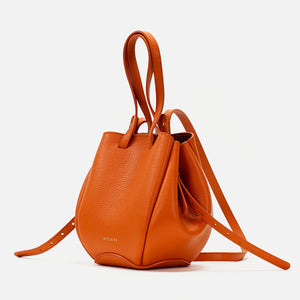 Mini Pétale Bag, Textured Leather, Orange Color, with Options