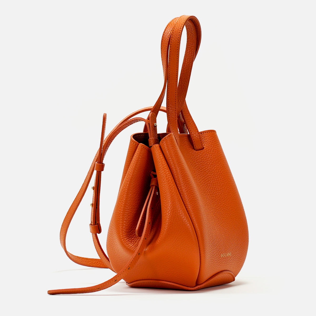 Mini Pétale Bag, Textured Leather, Orange Color, with Options