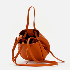 Mini Pétale Bag, Textured Leather, Orange Color, with Options