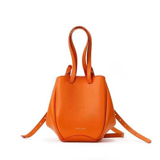 Mini Pétale Bag, Textured Leather, Orange Color, with Options