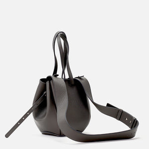 Mini Pétale Bag, Textured Leather, Smoky Grey Color, with Extras