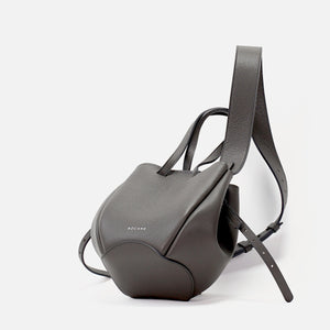 Mini Pétale Bag, Textured Leather, Smoky Grey Color, with Extras