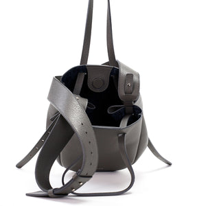 Mini Pétale Bag, Textured Leather, Smoky Grey Color, with Extras