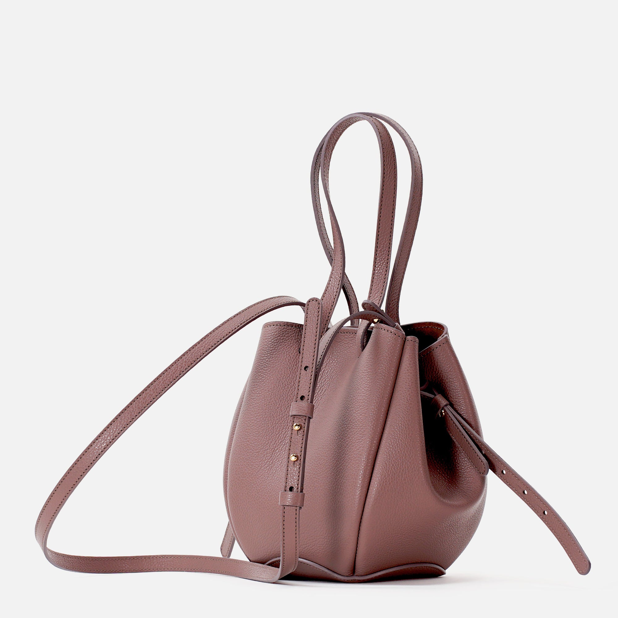 Mini Pétale Bag, Textured Leather, Balsamic Greige, with Extras