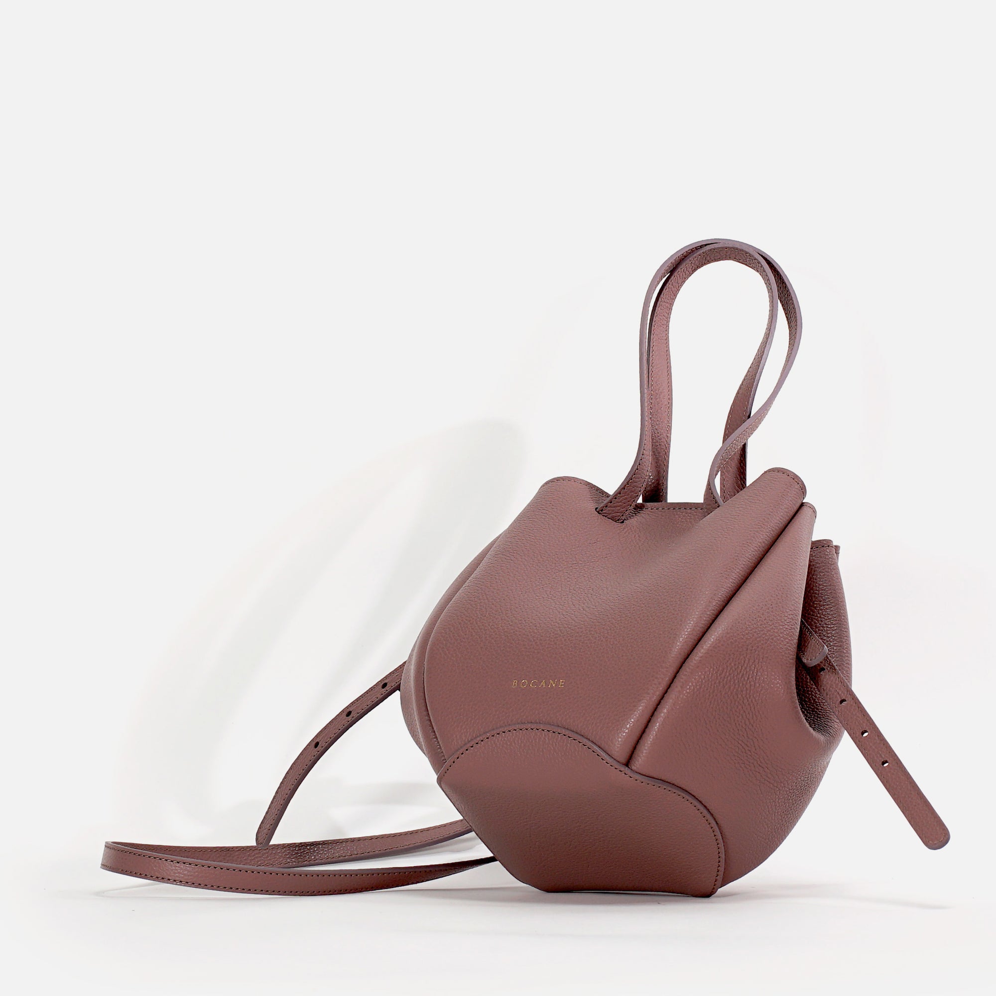 Mini Pétale Bag, Textured Leather, Balsamic Greige, with Extras