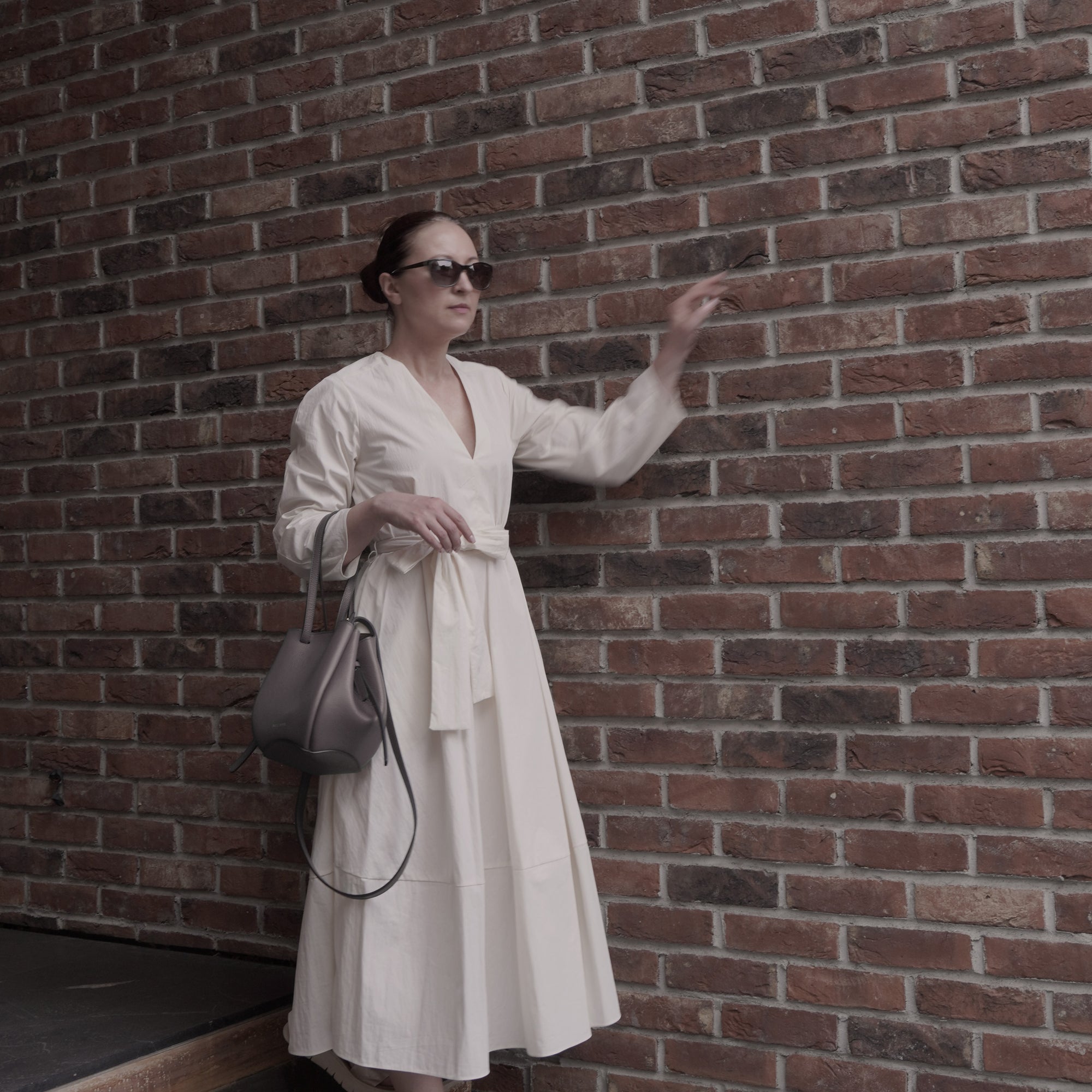 Mini Pétale Bag, Textured Leather, Balsamic Greige, with Extras