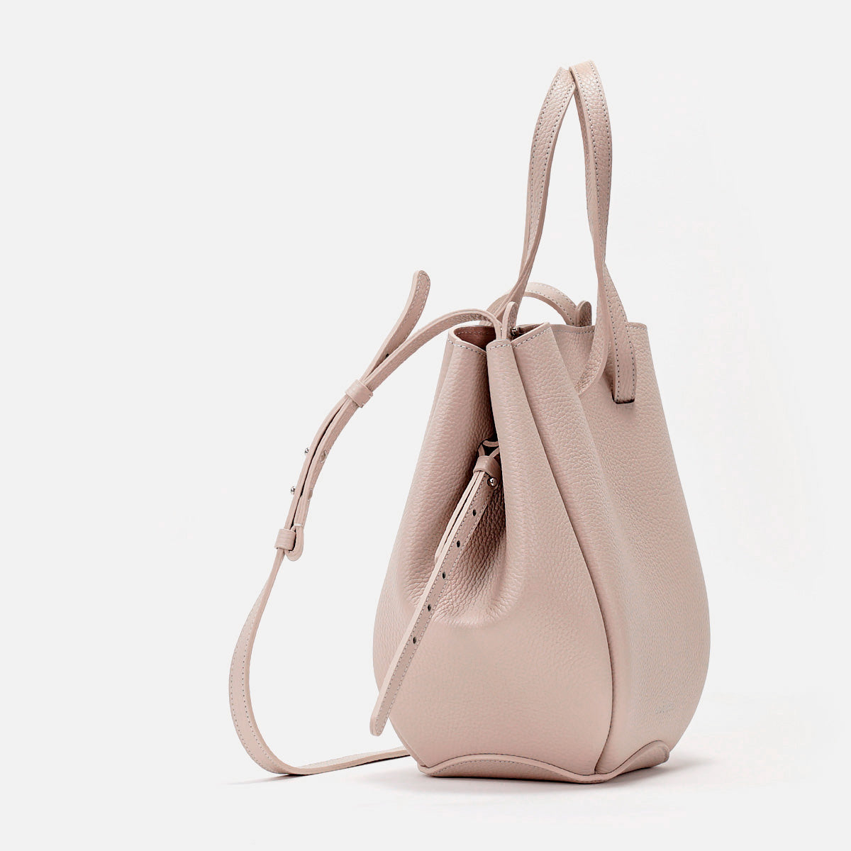 Pétale Bag, Textured Leather, Rose Vanilla Color, with Extras