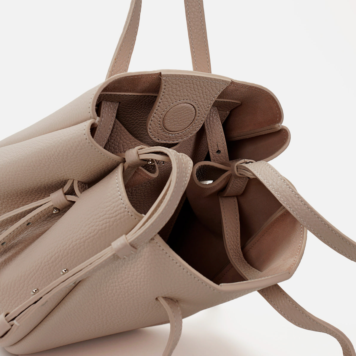 Pétale Bag, Textured Leather, Rose Vanilla Color, with Extras
