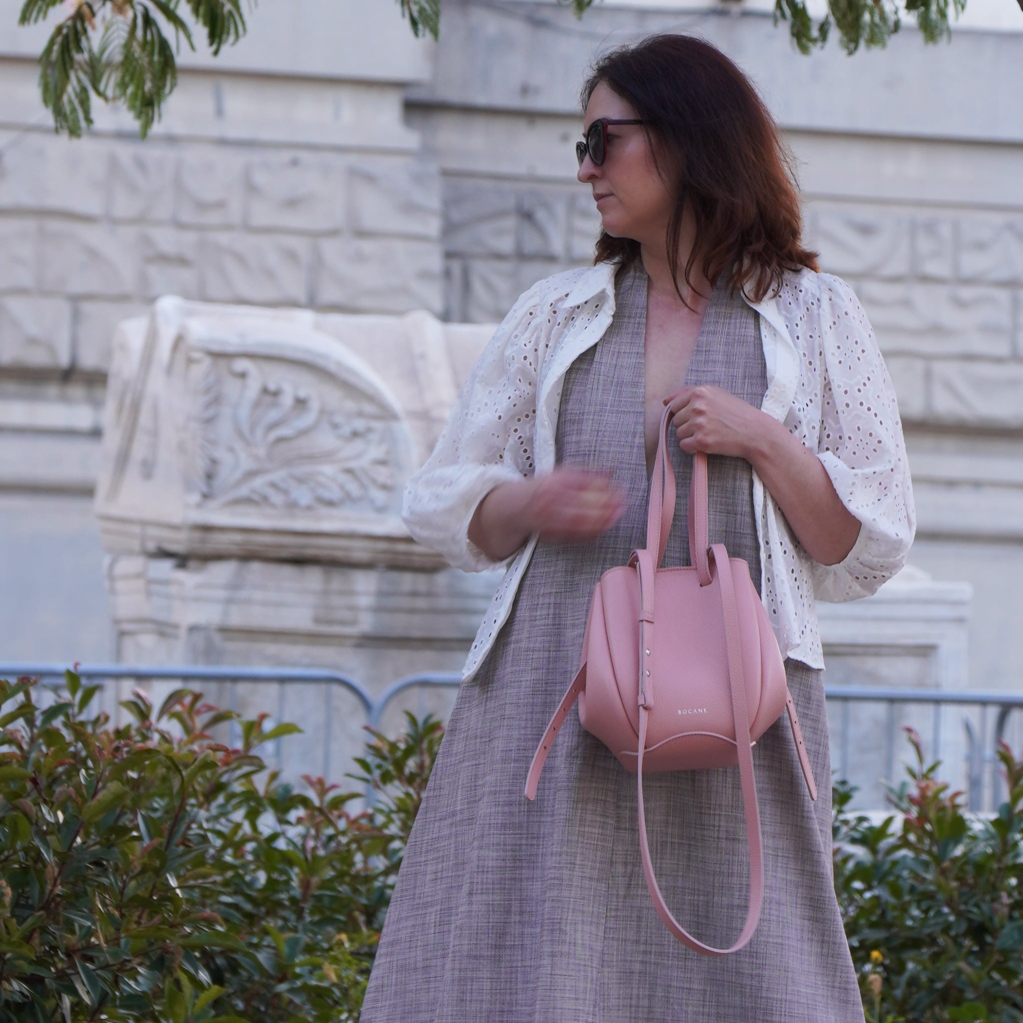 Mini Pétale Bag, Textured Leather, Rose Poudré, with Extras