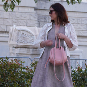 Mini Pétale Bag, Textured Leather, Rose Poudré, with Extras