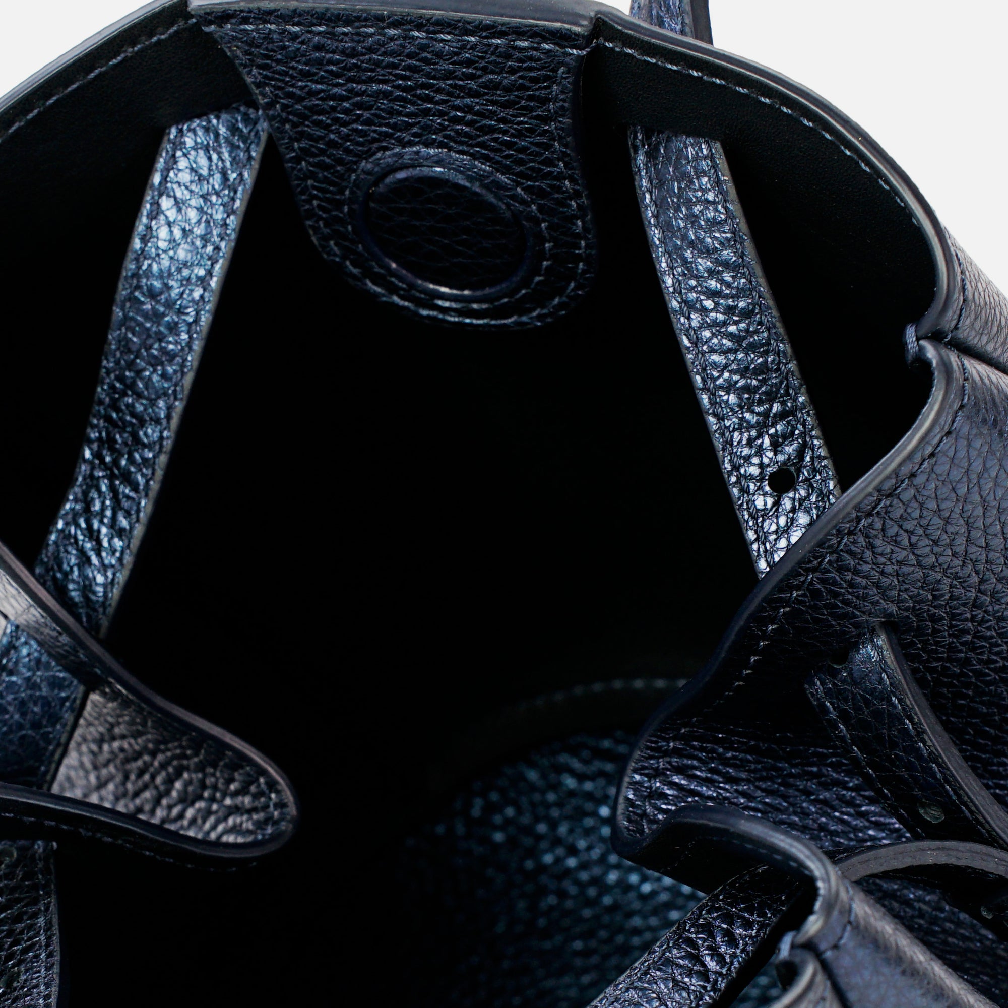 Bijou Pétale Bag, Textured Leather, Metallic Navy Blue, with Extras