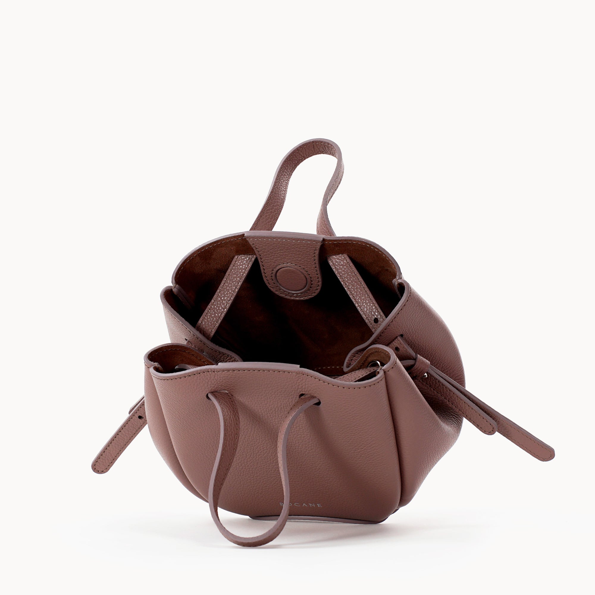 Bijou Pétale Bag, Textured Leather, Balsamic