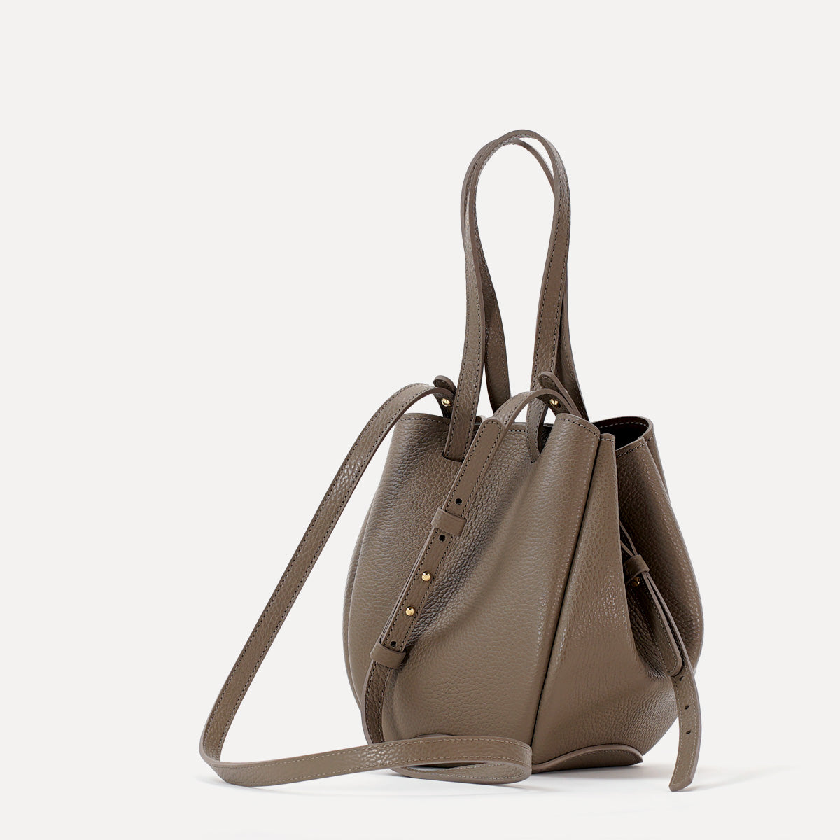 Mini Pétale Bag, Textured Leather, Dark Greige, with Extras