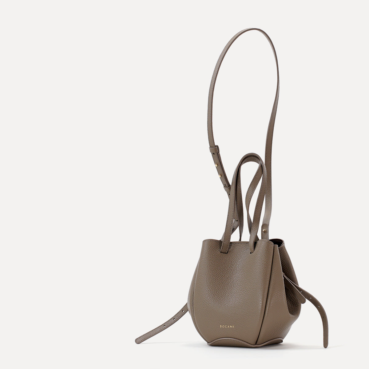 Mini Pétale Bag, Textured Leather, Dark Greige, with Extras