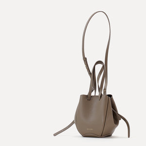 Mini Pétale Bag, Textured Leather, Dark Greige, with Extras