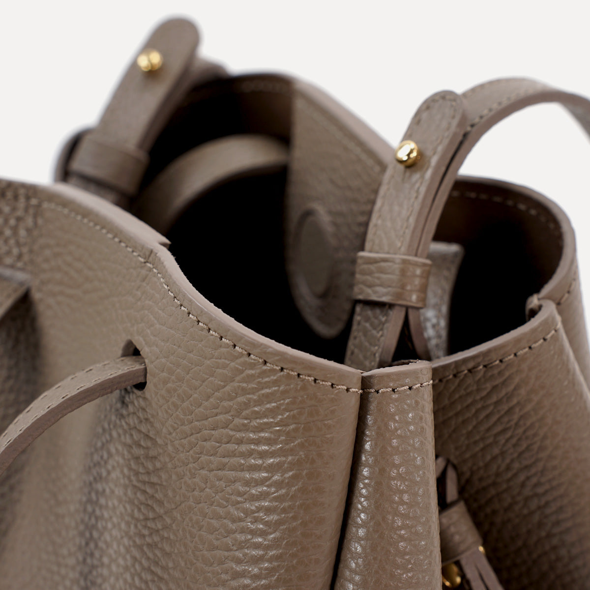 Mini Pétale Bag, Textured Leather, Dark Greige, with Extras