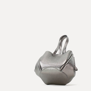 Bijou Pétale Bag, Textured Leather, Metallic Warm Grey, with Extras