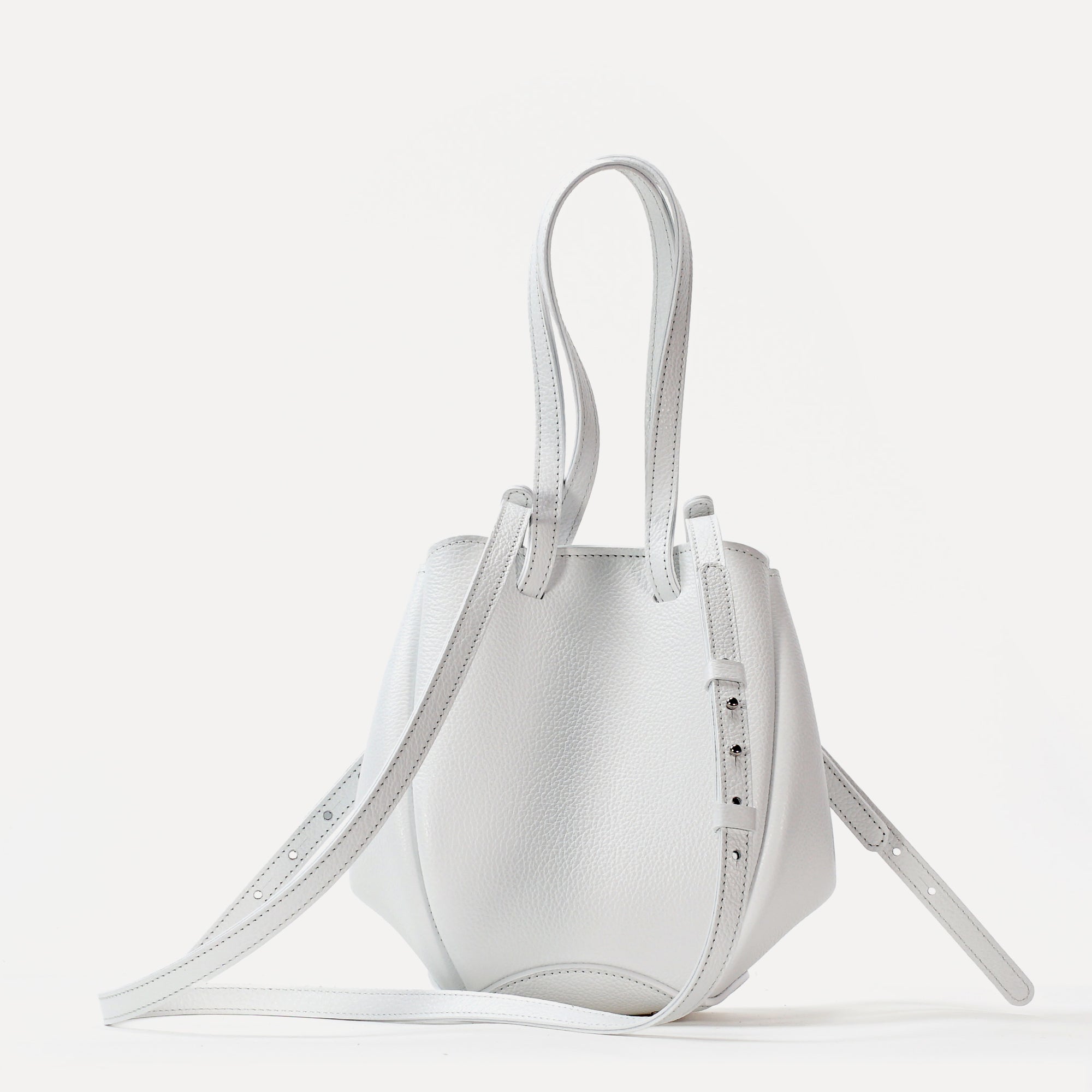 Mini Pétale Bag, Textured Leather, Pure White, with Extras