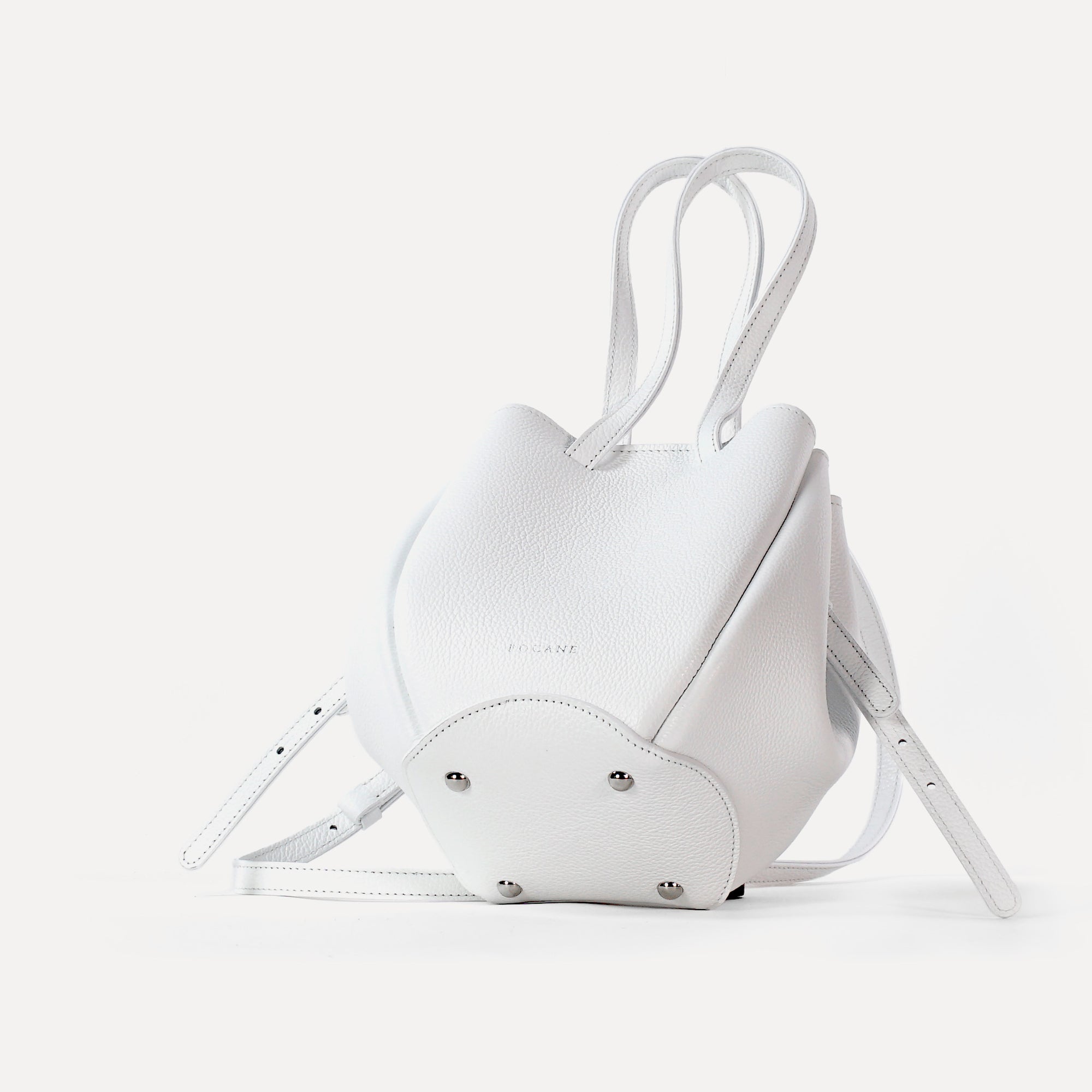 Mini Pétale Bag, Textured Leather, Pure White, with Extras