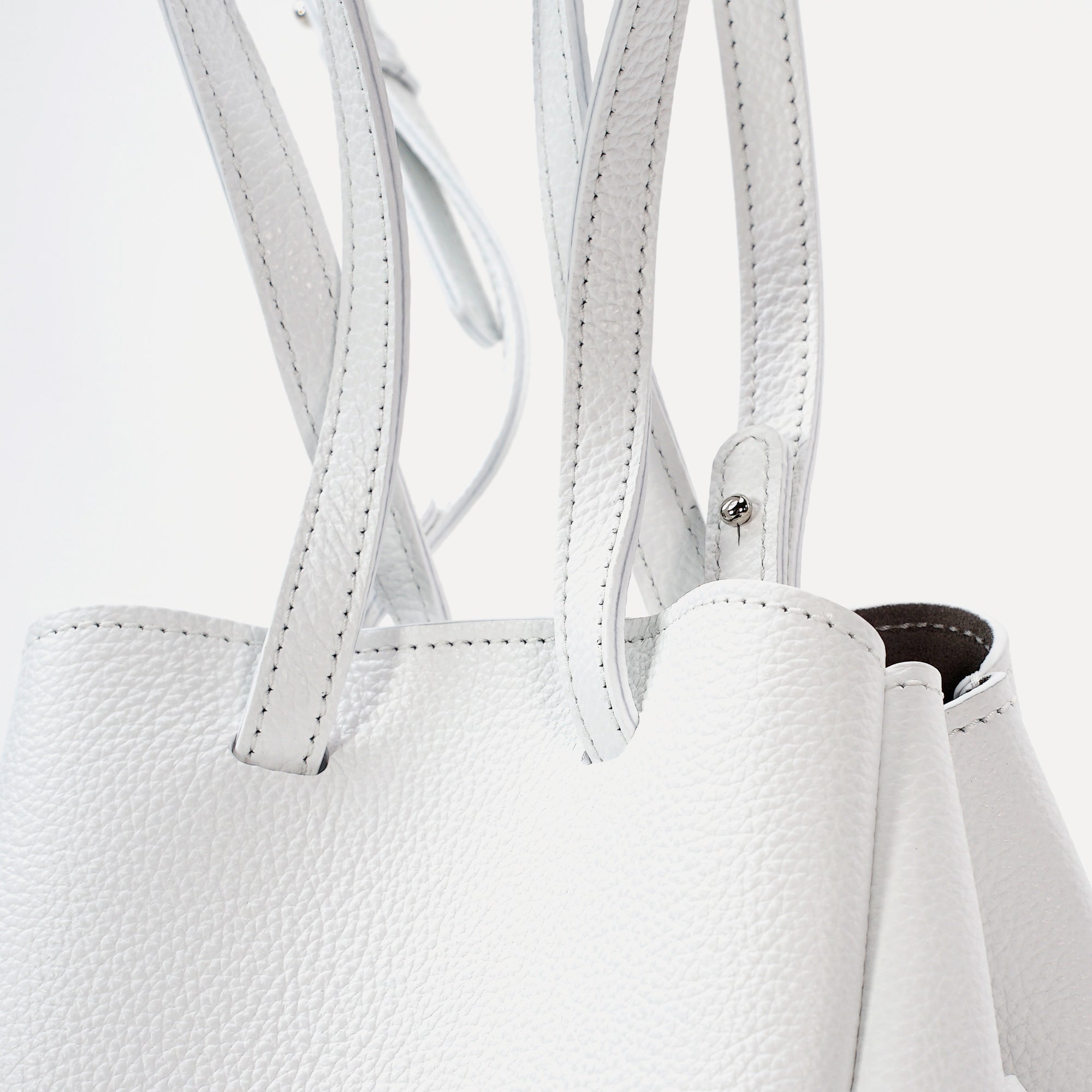 Mini Pétale Bag, Textured Leather, Pure White, with Extras