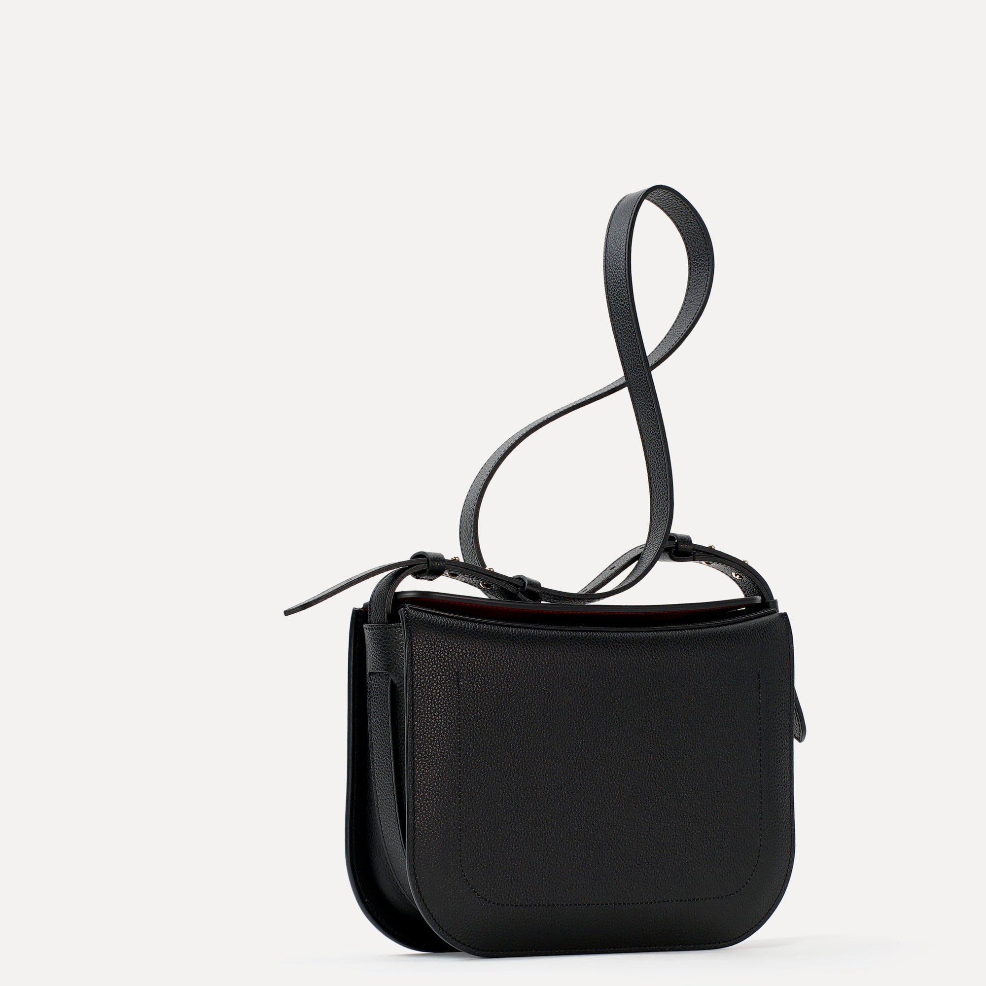 Maxi Demoiselle Bag, Textured Leather, Black