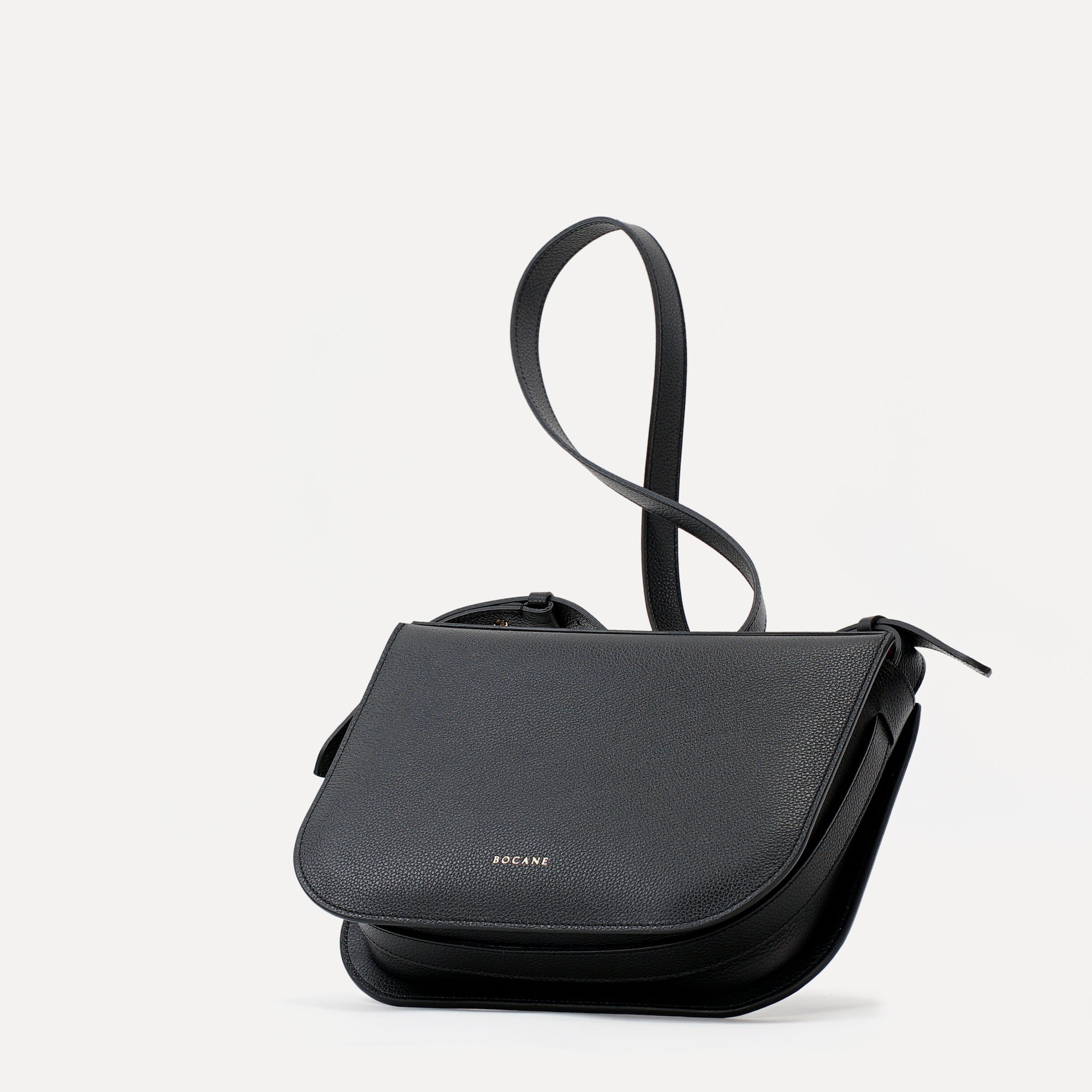 Maxi Demoiselle Bag, Textured Leather, Black