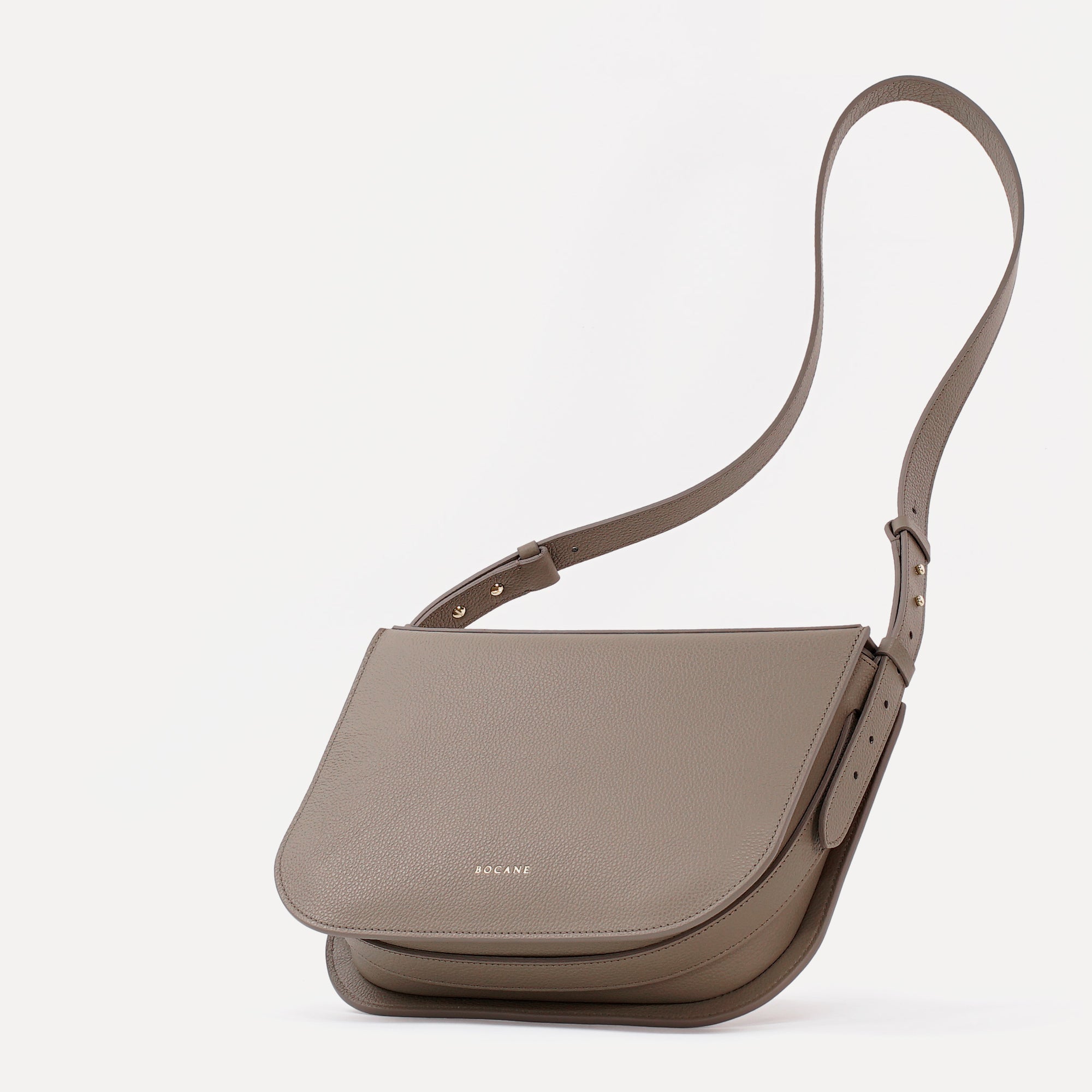 Maxi Demoiselle Bag, Textured Leather, Greige