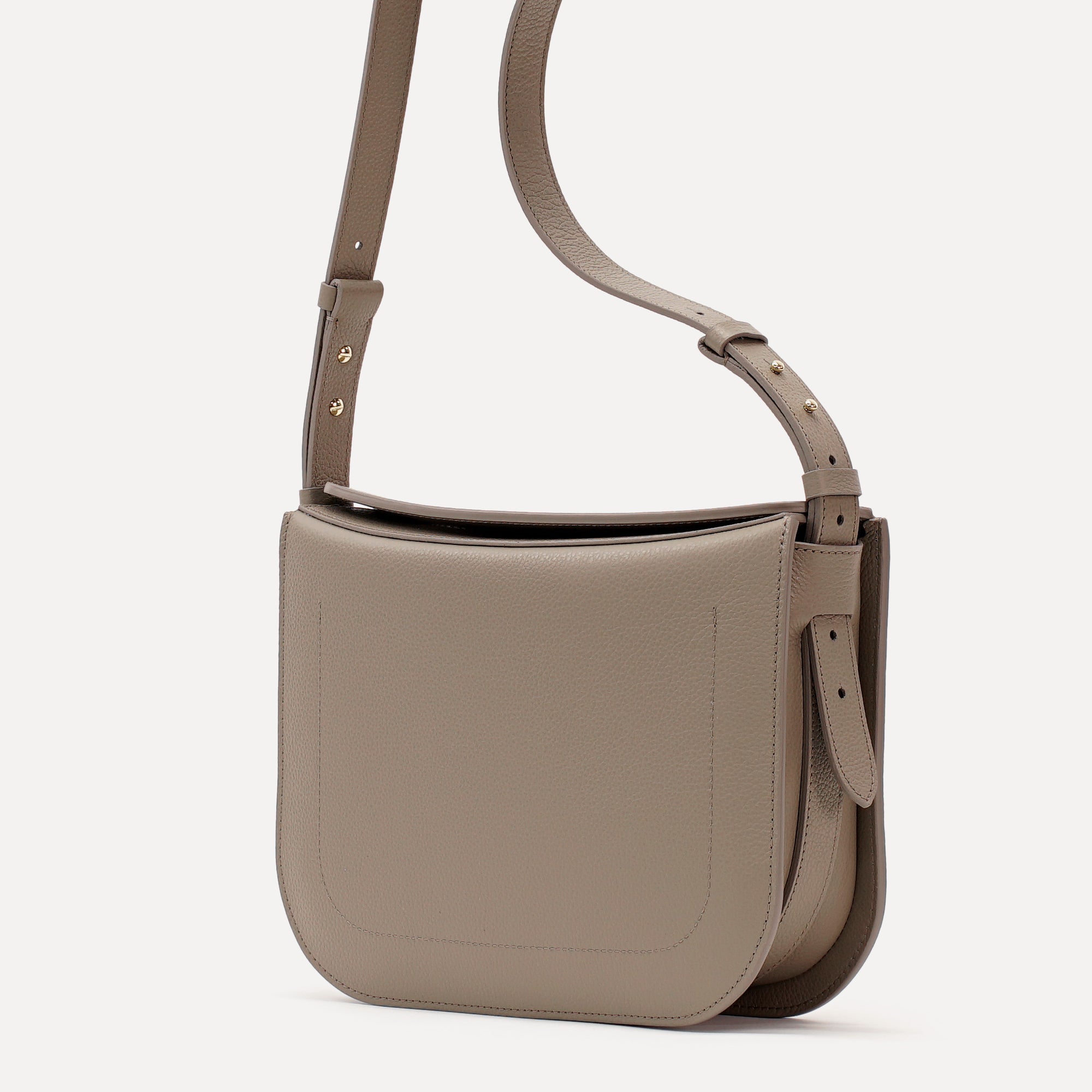 Maxi Demoiselle Bag, Textured Leather, Greige