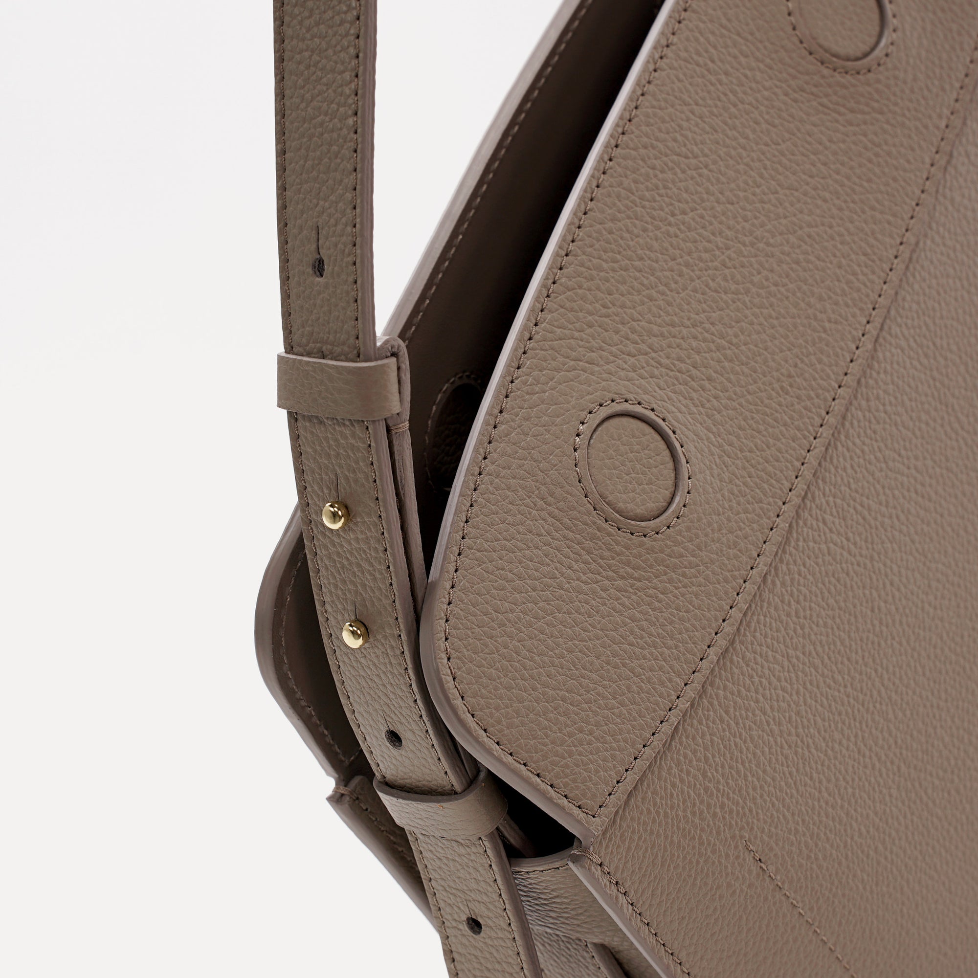 Maxi Demoiselle Bag, Textured Leather, Greige