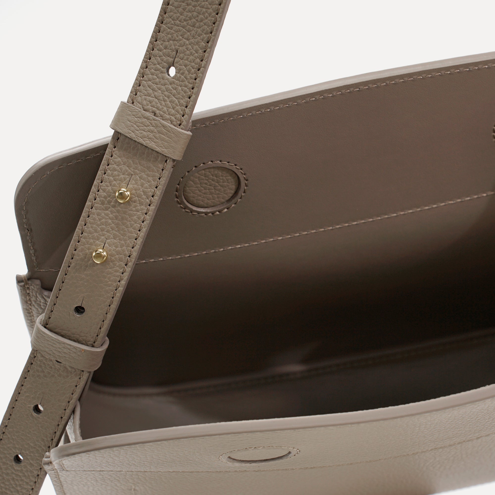 Maxi Demoiselle Bag, Textured Leather, Greige