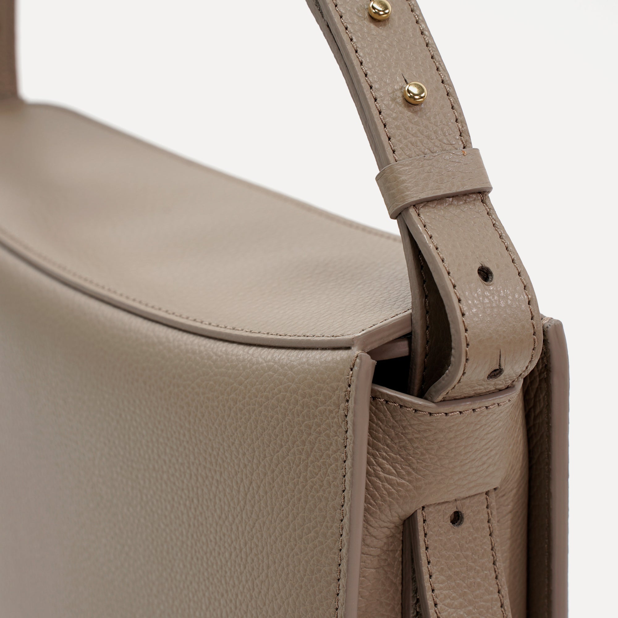 Maxi Demoiselle Bag, Textured Leather, Greige